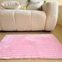 Light Pink Faux Fur Striped Plush Area Rug for Bedroom Living Room Sofa,2'x3' Fluffy Shaggy Rectangular Square Rug for Kids Teen Girls Room,Furry Carpet Rug for Nursery Baby Room