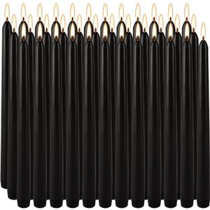 36-Pack 10-Inch Black Taper Candles - Drip-Free Unscented, Long Burning for Dinner Parties, Halloween, Home Decor, Spells & Rituals, Meditation, Prayer (25.4 cm)