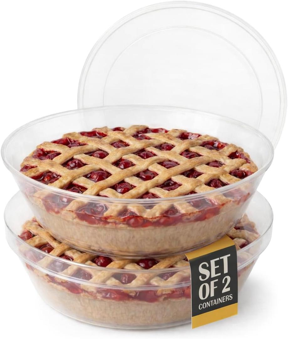 2 Pack Pie Carrier with Airtight Lid - BPA Free Pie Storage Container with Cover - Transport Keeper for Most Bakery - Plastic Pie Dish Holder