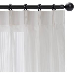 White Pinch Pleated Window Sheer Curtains 96 Inches Long 2 Panels, Gently Filter Light See Through Vertical Stripe Semi Sheer Window Panels Drapes, 42" W x 96" L x2