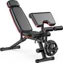 XDDIAS Workout Bench, Adjustable Weight Bench with Leg Extension and Leg Curl, Extended Headrest, 900LBS Preacher Curl Bench Incline Decline Flat Workout Bench for Home Gym Full Body Exercise (Black+ PU)