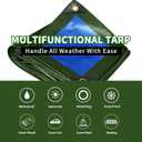 TARPAL 8x14 Tarp Heavy Duty Waterproof Tarp 16mil Thick Tarps with Metal Grommets Every 17.7" UV Protection&Tear -Resistant Cover for Firewood,Roof,Pool,Car,RV&Outdoor FurnitureGreen/Blue