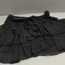 Women's Mini Ruffle Skirt Y2K Cute Mesh Flowy Pleated Layered Skort with Shorts for Casual Party (Black, L)