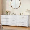 SONGMICS BELLAH Collection - Dresser for Bedroom, TV Stand for TVs Up to 70 Inches, Chest of Drawers for Living Room, Closet, Steel, 9 Drawers, Modern, Cloud White ULGS233WH02S