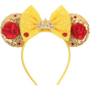 MADO Mouse Ears Headband for Women and Girls - Princess Belle Ears for Adults and Kids