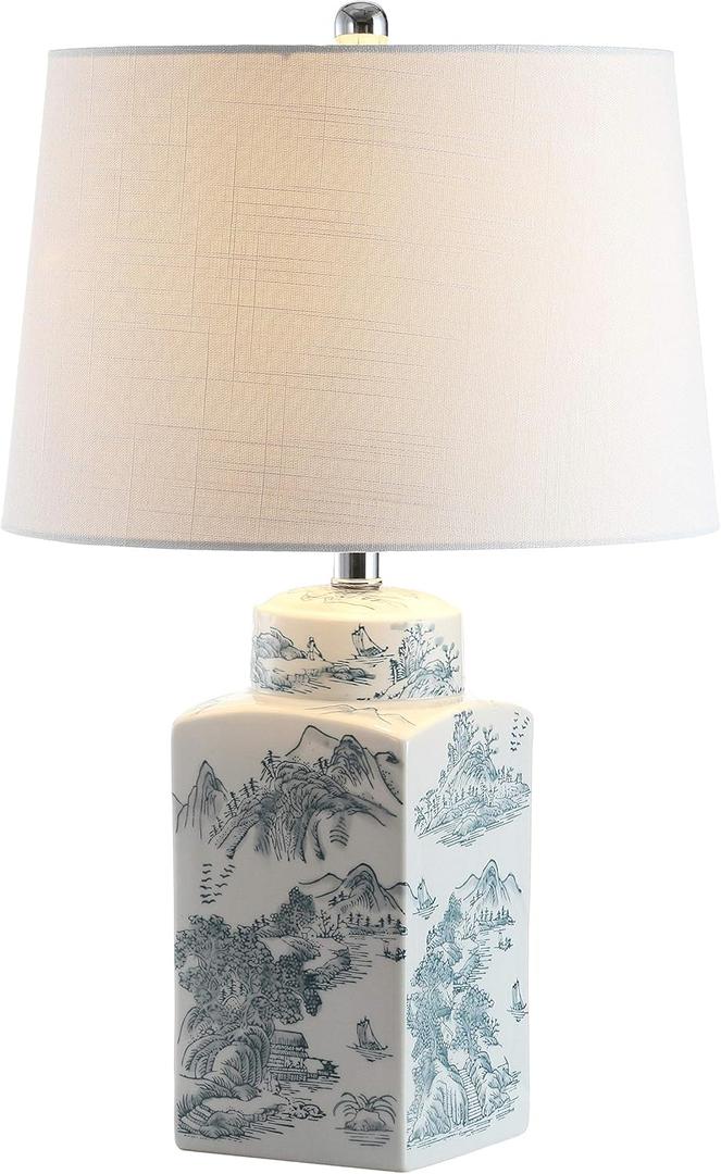 JONATHAN Y JYL5052A Audrey 24.5" Chinoiserie LED Table Lamp Cottage French Country Bedside Desk Nightstand Lamp for Bedroom Living Room Office College Bookcase LED Bulb Included, Blue/White