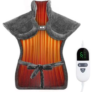 Heating Pad for Neck and Shoulders and Back Pain Relief, Electric Heat Pad Large Size 24X33 with 4 Timers, 6 Heat Levels, Auto-Off, Birthday & Christmas Gifts for Women Men Mom Dad, Dark Gray