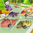 AMENON 6 Pack 4.6" Large Easter Eggs Filled with Dinosaur Pull Back Car Toys, Easter Basket Essential Stuffers,Eggs with Toys Inside Pull Back Vehicles for Kids Toddlers Boys Girls Party Favors Gifts