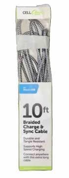 Cell Candy - Braided Charge & Charge Sync Cable - Micro-USB - 10 Foot - Silver Cell Candy - Braided Charge & Charge Sync Cable - Micro-USB - 10 Foot - Silver