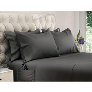 DREAMCARE King Size Sheets Set – 6 pcs Cooling Bed Sheets – up to 21” Deep Pocket King Sheet Set  2500 Supreme Collection – Extra Soft 100% Brushed Microfiber Hotel Luxury with Side Pocket  Gray