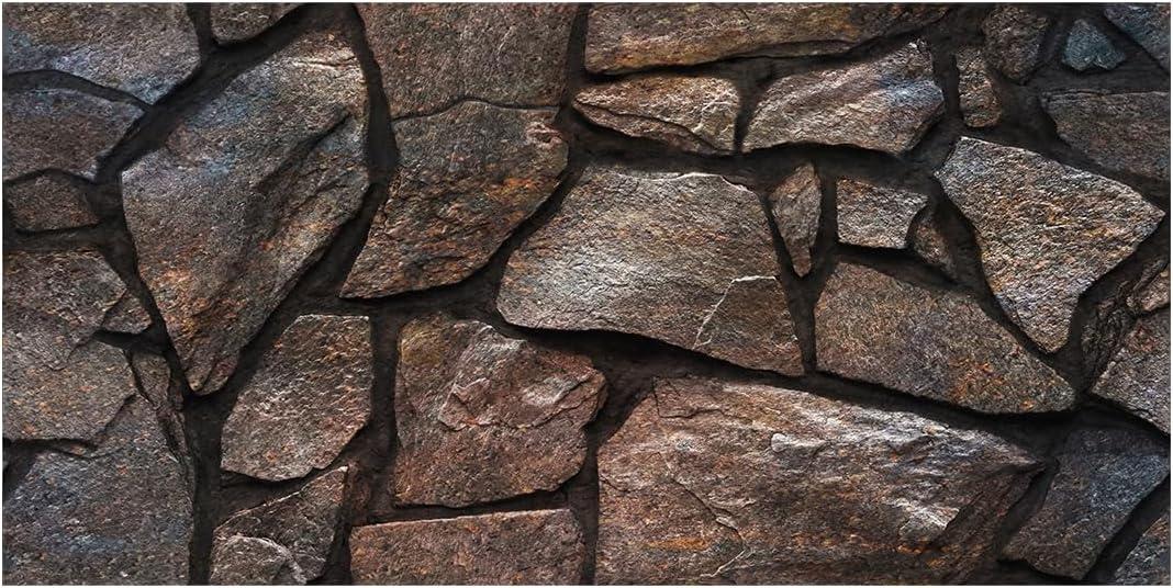 Alwayspon 24Pcs 12x6inch Peel&Stick Wall Sticker Vinly Wallpaper, Waterproof Backsplash for Kitchen Bathroom, Self-Adhesive Tile Transfers Decal Stick on Tiles with Brown Natural Stone Brick Effect (Fg-l033)