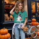 Women's Floral T-Shirts Graphic Loose Tees Sunflower Graphic Summer Short Sleeve Boho Casual Tops (Medium, Hallowen-d)