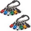 Katerk 6pcs 1/4 inch Hex Shank Aluminum Alloy Screwdriver Bits Holder 2 Sets, Light-weight Quick-change Extension Bar Keychain Drill Screw Adapter Change Portable (With Black Carabiner)