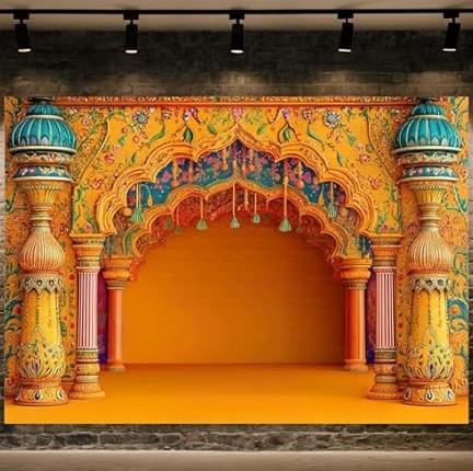 Backdrop for Photography Mehndi Decoration Yellow Flowers India Wedding Decorations Background Indian Wedding Party Decorations Photo Studio Props
10x8FT