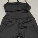 SUUKSESS Women 2 Piece Workout Sets Padded Halter Sports Bras High Waisted Biker Shorts with Pockets (Small, Black)