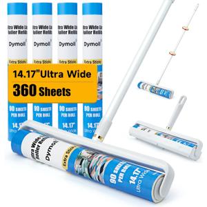 Dymoll 14.17" Large Lint Rollers for Pet Hair Extra Sticky, 360 Sheets Roller with Long Handle for Cleaning Carpets, Clothing, Couch, Furniture Wall Cleaner Mop Dust Remover