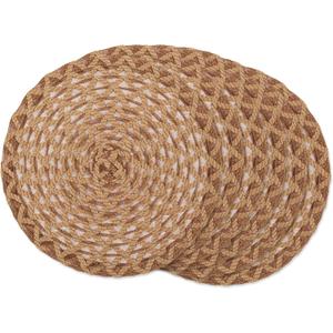 DII Woven Kitchen Collection Round Placemat Set, 15" Round, Natural Dahlia, 6 Piece