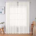 Simplebrand Ivory Sheer Curtains 90 Inches Long, Light Filtering Rod Pocket Solid Color Window Sheer Curtain Panels, Elegant Curtains & Drapes for Living Room, Bedroom 2 Panels (Ivory, 59" W x 90" L)