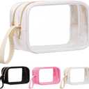 Weewooday Clear Makeup Bag Double Layer Cosmetic Bag Nylon Travel Toiletry Storage Case Waterproof Portable Car Make up Pouch Organizer with Zipper for Women (White)