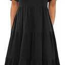 Zeagoo Women's Summer Dress Midi Floral Flutter Short Sleeve Casual Dresses with Pockets Tiered Flowy Boho Beach Dress 2XL
