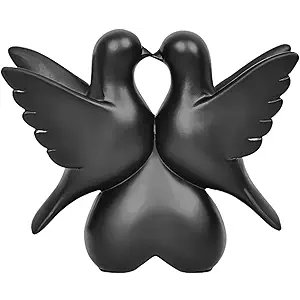 Gold Bird Statue,Home Decor Figurine,Gold Accent Decor-Small Minimalist Modern Style Decorative Ornaments for Living,Room,Bedroom,Office Desktop,TV Stand,Kissing Doves Heart Gifts for Women (Yellow)