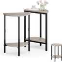 Vagusicc Side Tables Small End Tables, Set of 2 Half Round Side Table for Living Room, 2 Tier Couch Side Table, Small Round Coffee Table Accent Table, Thin Sofa Table Narrow Entryway Table, Grey