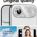 Matekxy for iPhone 17 Air Camera Lens Protector Glitter - Cute Girly Metal Bling Camera Cover for Women, 9H Anti-Scratch Tempered Glass with Aluminum Edging, Sky Blue