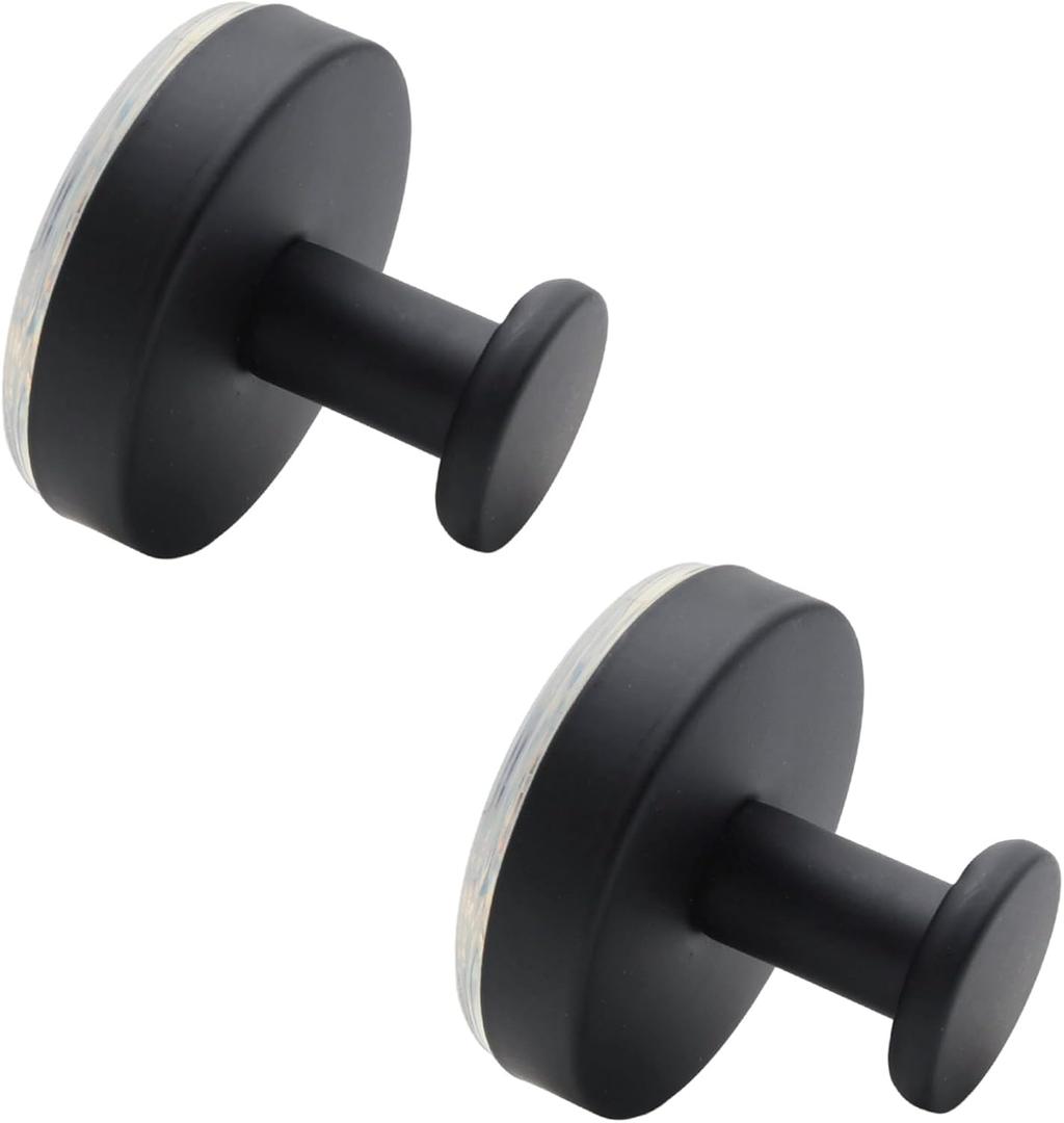 2Pcs Suction Cup Hooks for Shower Wall, Loofah and Towel Hooks for Kitchen, Bathroom, Mirrors, Glass, Tile or Smooth Surfaces etc (Matte Black)