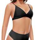 Women's High Waisted Thong Bikini Bottoms High Cut Black Rave Bottoms, Black, X-Large (Black, XL)