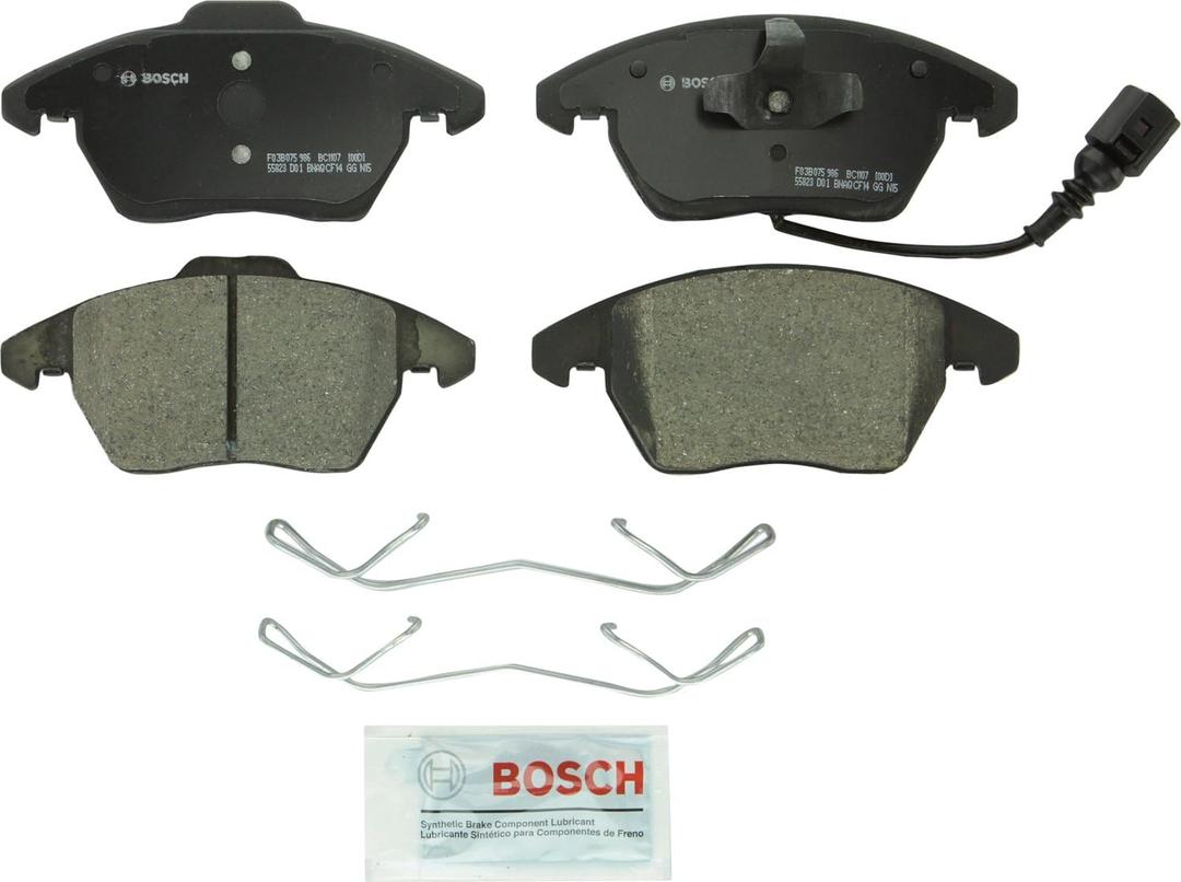 BOSCH BC1107 QuietCast Premium Ceramic Disc Brake Pad Set - Compatible with Select Audi A3, TT; Volkswagen Beetle, CC, Eos, Golf, GTI, Jetta, Passat, Passat CC; Rabbit + More; FRONT