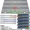 Parts Kit DG180 Replacement for Perfect Flame 5 Burner 720-0522; Charmglow 5 Burner 720-0396,720-0578 Gas Grill(SS Burner + Porcelain Steel Heat Plate + Porcelain Cast Iron Cooking Grid)