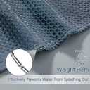 PANGSINNE Navy Blue Shower Curtain Waffle Weave 60 Inches Heavy Fabric Duty Shower Curtains for Stall, Water Repellent 256GSM Weighted Modern Bathroom Shower Curtains with 10 Metal Hooks, 60Wx72H
