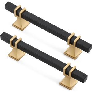 10 Pack 3-3/4 Inch Black and Gold Cabinet Pulls Black and Gold Cabinet Handles Kitchen Cabinet Handles Dresser Drawer Pulls Kitchen Cabinet Hardware