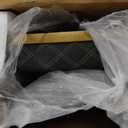 Kaleurrier Black and Gold Barber Chair: Professional Heavy Duty Recliner Salon Chair for Hair Stylist - Reclining Hydraulic Barber Shop Chairs for Home Hair Beauty Salon Massage Barbershop, Black Leather Gold Frame