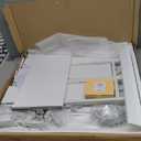 Rolanstar Corner Desk, 44.5" W x 34.5" H Small Computer Desk with Power Outlets, Gaming Desks with LED Lights, Triangle Corner Table with Keyboard Tray & Monitor Stand for Small Space, White