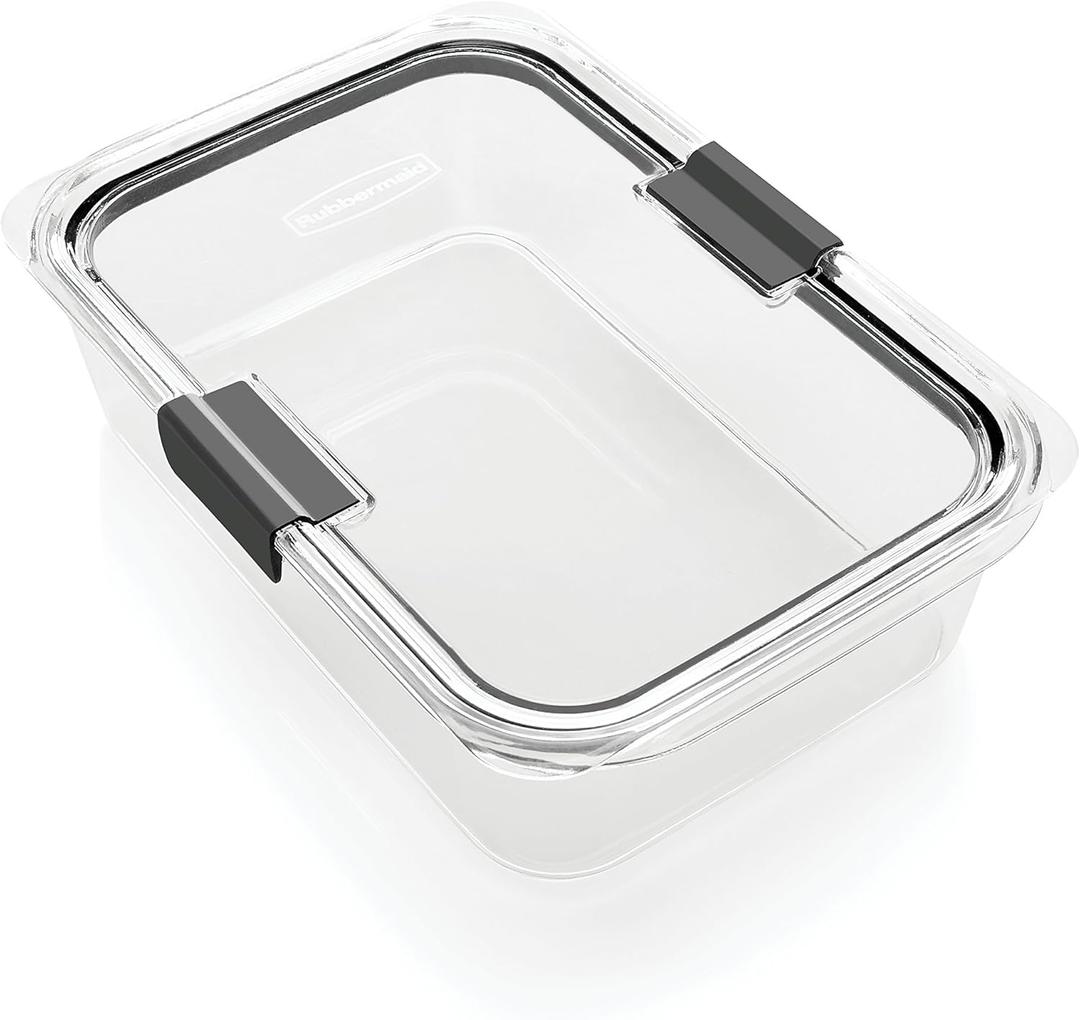 Rubbermaid Brilliance Food Storage Container, BPA free Plastic, Medium, 3.2 Cup, 2 Pack, Clear & Brilliance Food Storage Container, Large, 9.6 Cup, Clear 1991158