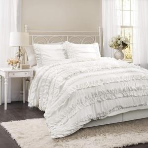 Lush Decor Belle 4 Piece Comforter Set, King, White