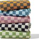 Madi-Cadi Hand Towels 5 Pack - Cotton Face Towels Soft, Absorbent, and Decorative Checkered Design for Bathroom, Kitchen, Gym, and Spa - 13 x 29 Inches for Any Occasion