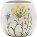 Napco Imports Indoor Outdoor Plant Succulent Herb Flower Pot 3.75 x 4.75 Inch Ceramic Matte Wildflower (White)