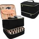 Nail Polish Organizer Case Double-Layer Nail Supplies Organizer Bag Holds 30 Bottles & Nail Lamp, Professional Nail Kit Storage Carrying Case (Black)