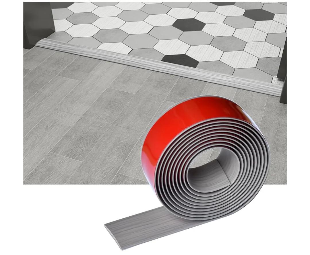 Floor/Door Flat Transition Strip & Self Adhesive Floor Vinyl Floor Edge Trim Laminate Floor Gap Covering Joining Strip Size: 5cm, 10Ft