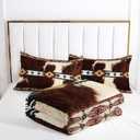 Bohe Cowhide Comforter Set, Twin Size, Brown and White Fur, Animal Print, Soft Microfiber, All Season (1 Comforter & 2 Pillowcases)