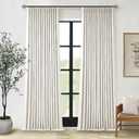 102 Inches Long Pinch Pleated Linen Blackout Curtains for Bedroom Back Tab Track Memory Trained Shape Farmhouse Light Blocking Curtains 102 Inch Length for Living Dining Room Darkening Drapes Cream, 40"W x 102"L