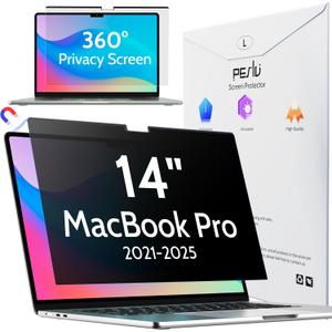Magnetic 360 Privacy Screen for Macbook Pro 14 Inch (2021-2025, M1, M2, M3, M4, M5), Removable Matte Anti Glare Blue Light Protector 4 Way Private Security Filter for Mac Laptop Computer