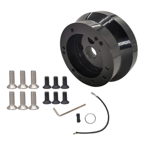 UcarSoon 5 & 6 Hole Billet Steering Wheel Hub Adapter Replacement for Chevy 1969-1994 GMC Truck Pickup Van-s J-eep Bui-ck Chry-sler Dod-ge Pon-tiac Ca-dillac (Black)