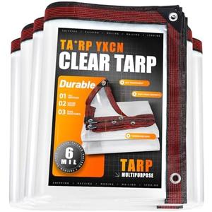 Clear Tarp 10 x 12 FT Medium Duty Waterproof Tarps Cover, Grommet Every 20 Inches, for Patio, Plant, Garden, Chicken Coop