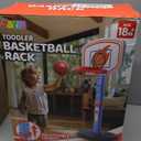 JOYIN Toddler Basketball Hoop Indoor, Adjustable Basketball Goal for Kids with 4 Balls, Game Toys for Playroom Pool Outdoor, Birthday Gift for Baby Boys Girls Age 1 2 3 4 - Air Pump Included (Blue and Orange)