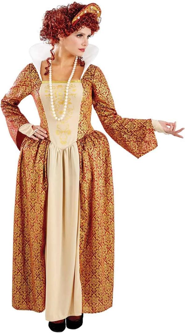 fun shack Tudor Costume Women Medieval Queen Outfit Anne Boleyn Dress for Historical Events and Themed Parties (X-Large, Gold)