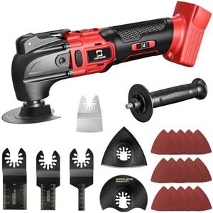 Cerycose Cordless Oscillating Tool Compatible with Milwaukee 18V Battery, 21000 OPM Max Brushless-Motor Tool with Auxiliary Handle, Oscillating Multi-Tool for Scraping, Sanding,Cutting Wood(Tool only)