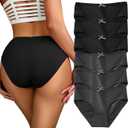 Women's Cotton Underwear Full Coverage Soft Stretchy Scrunch Briefs Comfortable Cute Bikini Panties for Ladies 6pack (Large, 6pcs-black/Grey)